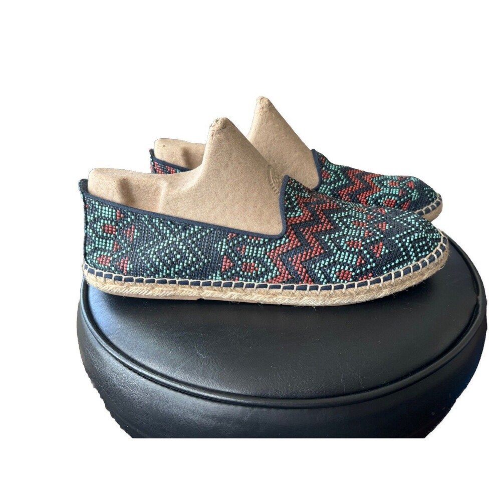 DV by Dolce Vita Women's Size 11 Navy Teal Orange Aztec Print Espadrille Flats